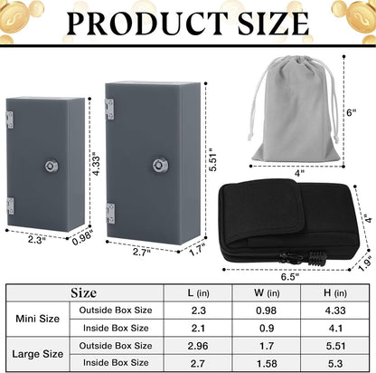 Acrylic Cash Box for Gambler Pocket Size, Winners Bank with 2 Keys Storage Bag, Compact Portable Secure Money Organizer Safe Lock Box for Casino, Control Gambler,Navy Blue,1 Pack