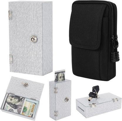 Acrylic Cash Box for Gambler Pocket Size, Winners Bank with 2 Keys Storage Bag, Compact Portable Secure Money Organizer Safe Lock Box for Casino, Control Gambler,Navy Blue,1 Pack
