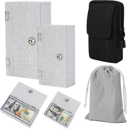 Acrylic Cash Box for Gambler Pocket Size, Winners Bank with 2 Keys Storage Bag, Compact Portable Secure Money Organizer Safe Lock Box for Casino, Control Gambler,Navy Blue,1 Pack