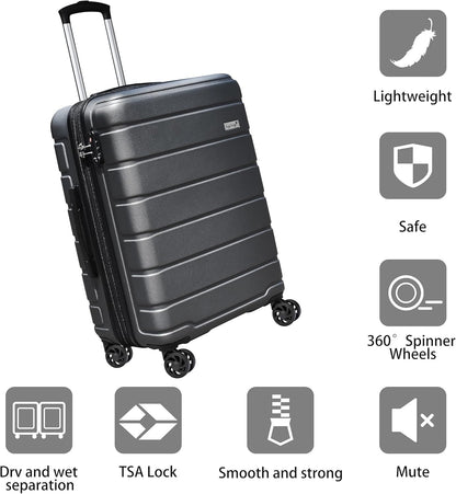 Explorer 20 Inch Carry On - Hardshell Suitcases with Front Pocket, Blue