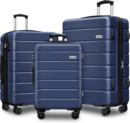 Explorer 20 Inch Carry On - Hardshell Suitcases with Front Pocket, Blue