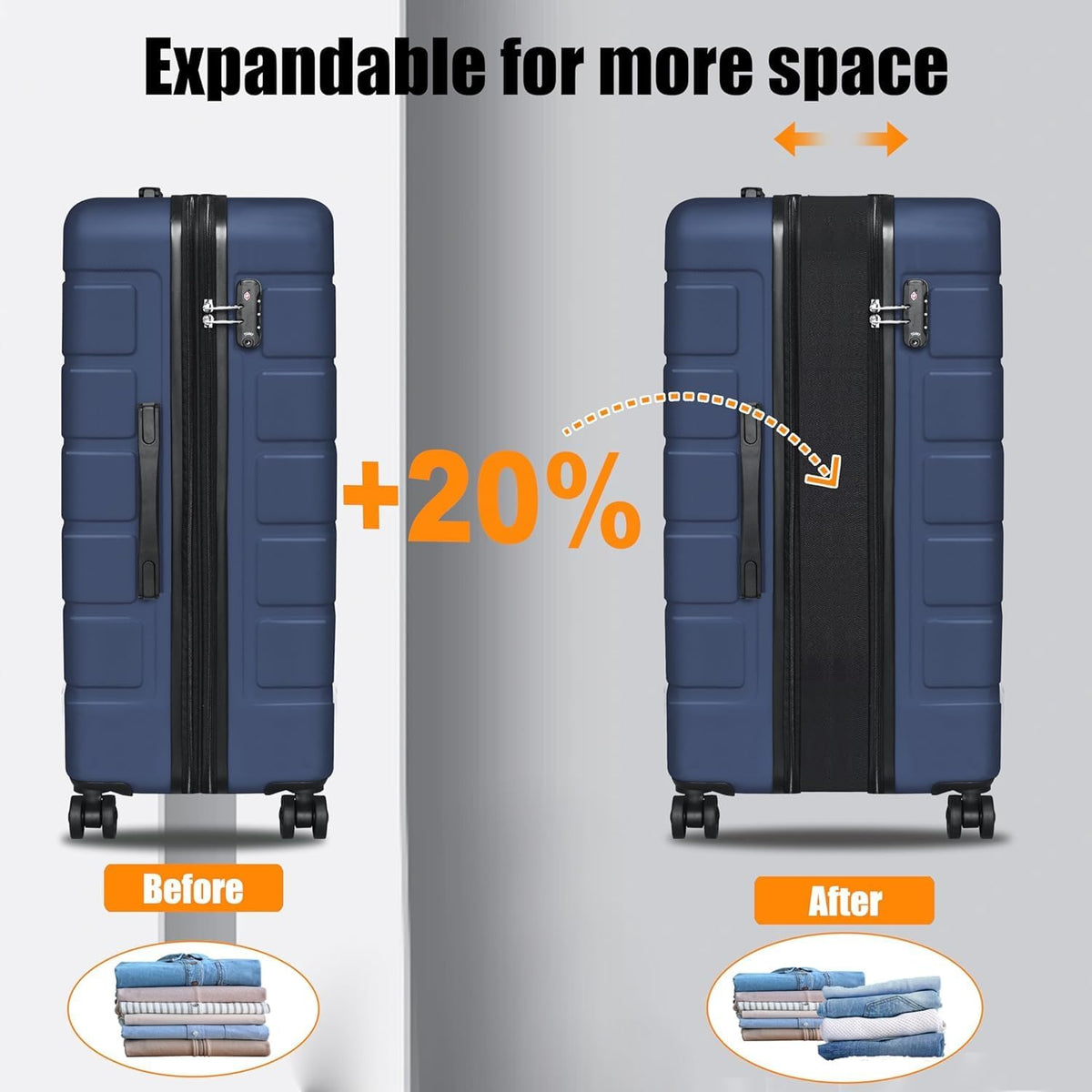 Explorer 20 Inch Carry On - Hardshell Suitcases with Front Pocket, Blue