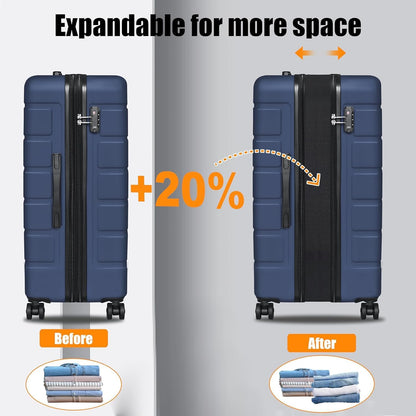 Explorer 20 Inch Carry On - Hardshell Suitcases with Front Pocket, Blue