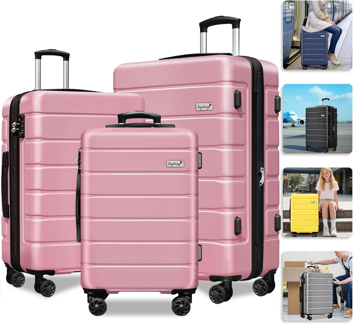 Explorer 20 Inch Carry On - Hardshell Suitcases with Front Pocket, Blue