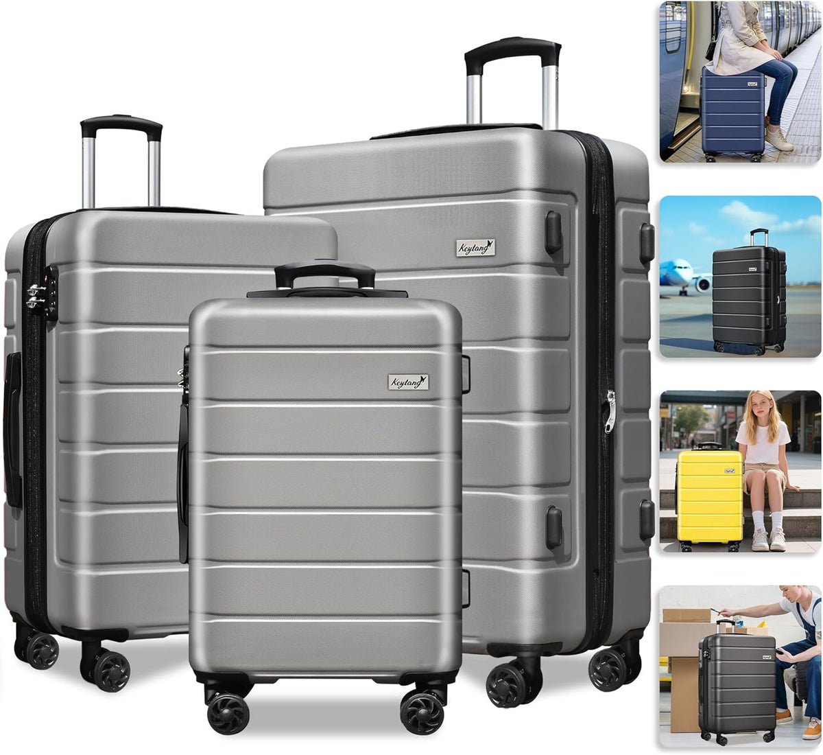 Explorer 20 Inch Carry On - Hardshell Suitcases with Front Pocket, Blue