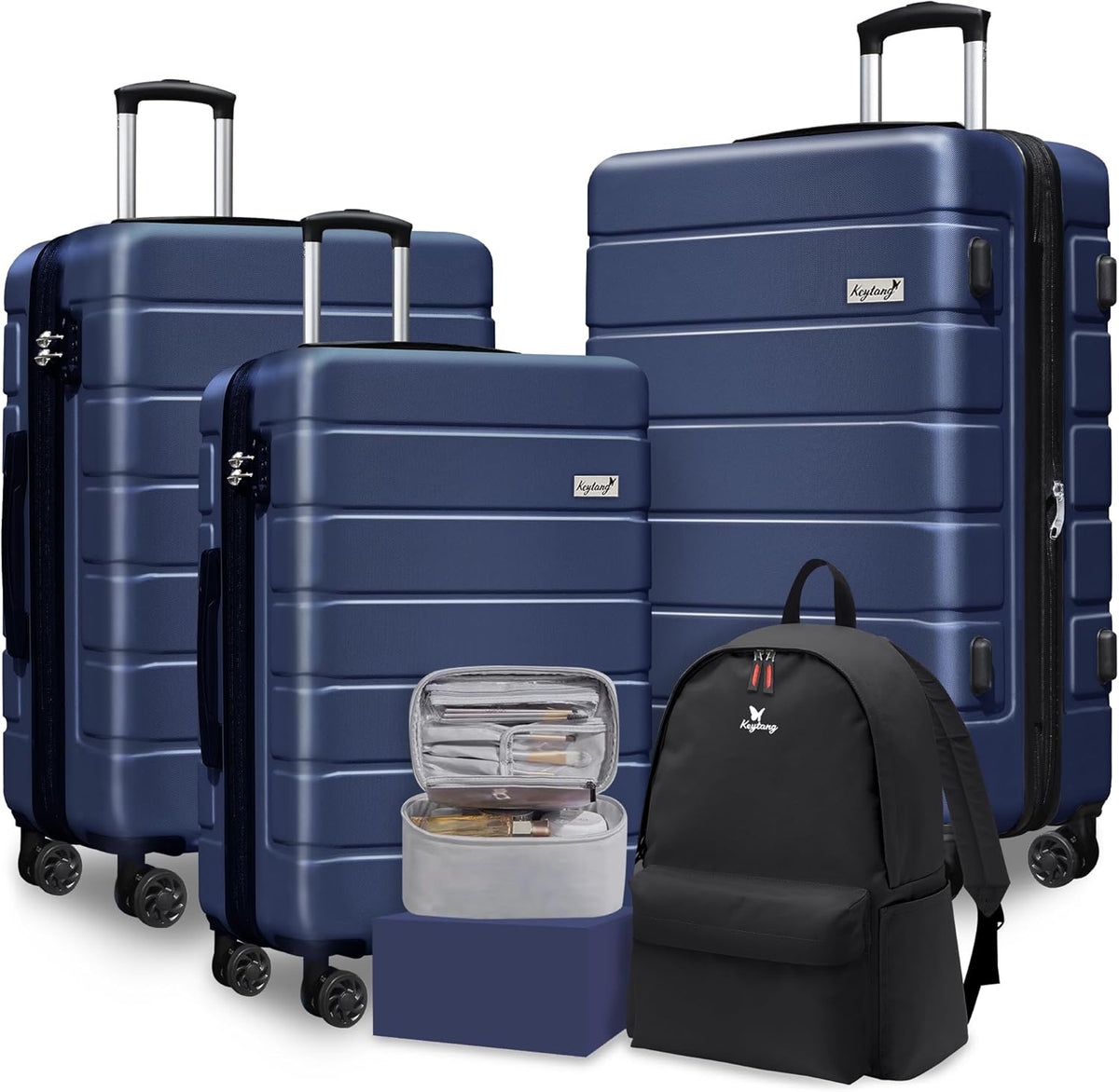 Explorer 20 Inch Carry On - Hardshell Suitcases with Front Pocket, Blue