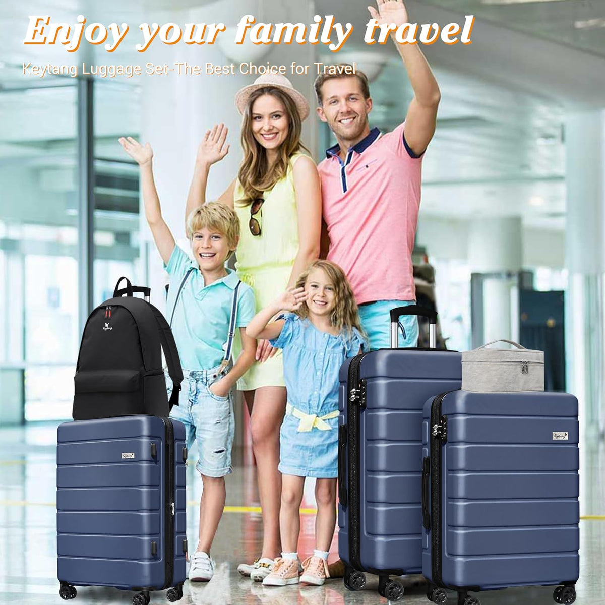 Explorer 20 Inch Carry On - Hardshell Suitcases with Front Pocket, Blue