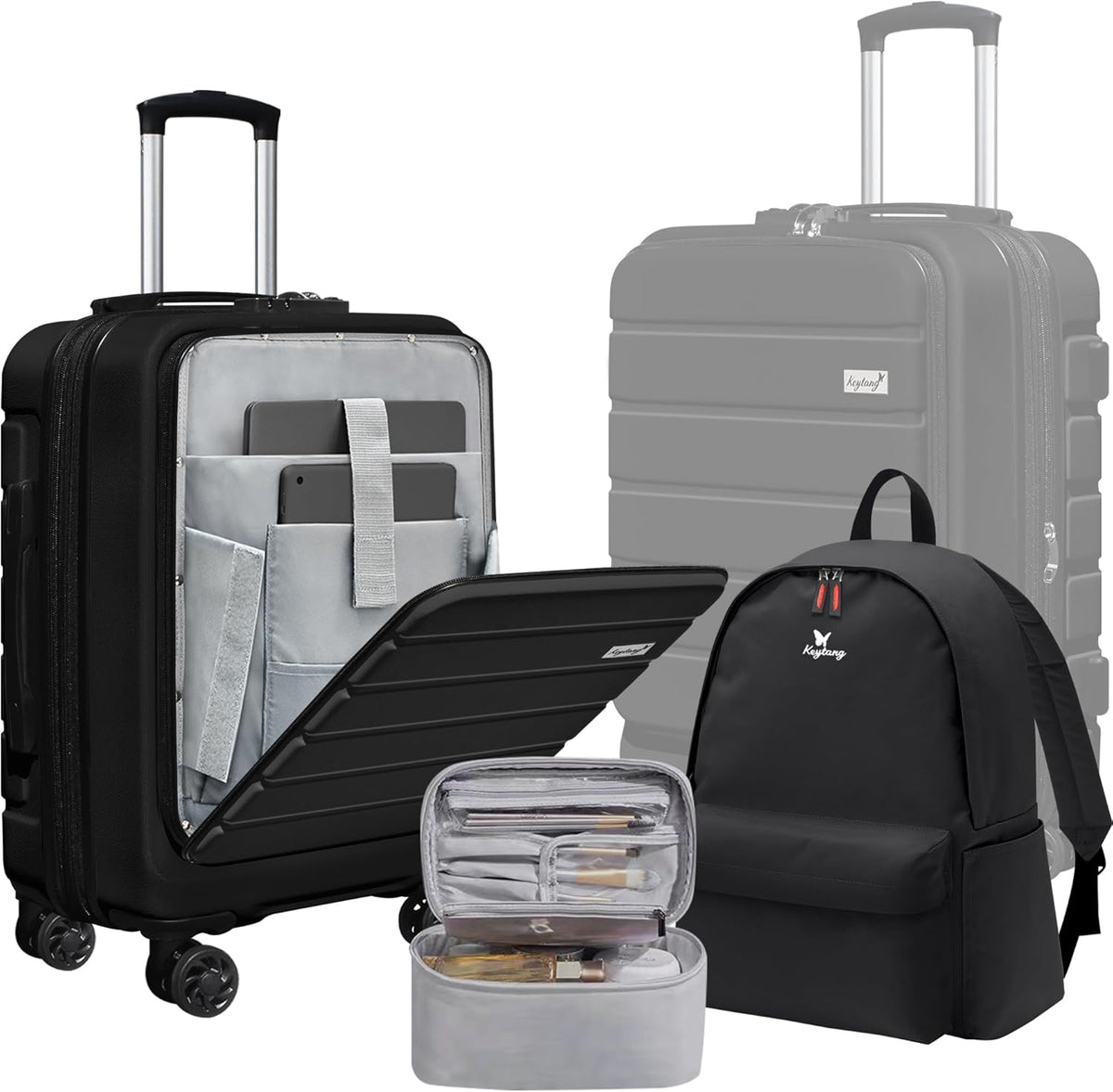 Explorer 20 Inch Carry On - Hardshell Suitcases with Front Pocket, Blue