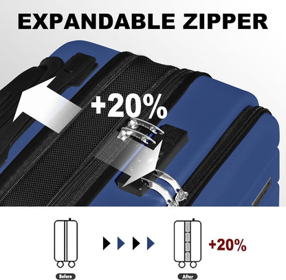 Explorer 20 Inch Carry On - Hardshell Suitcases with Front Pocket, Blue