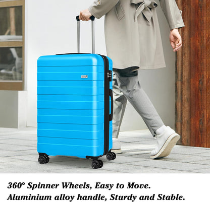 Explorer 20 Inch Carry On - Hardshell Suitcases with Front Pocket, Blue