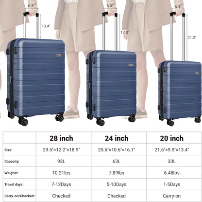 Explorer 20 Inch Carry On - Hardshell Suitcases with Front Pocket, Blue