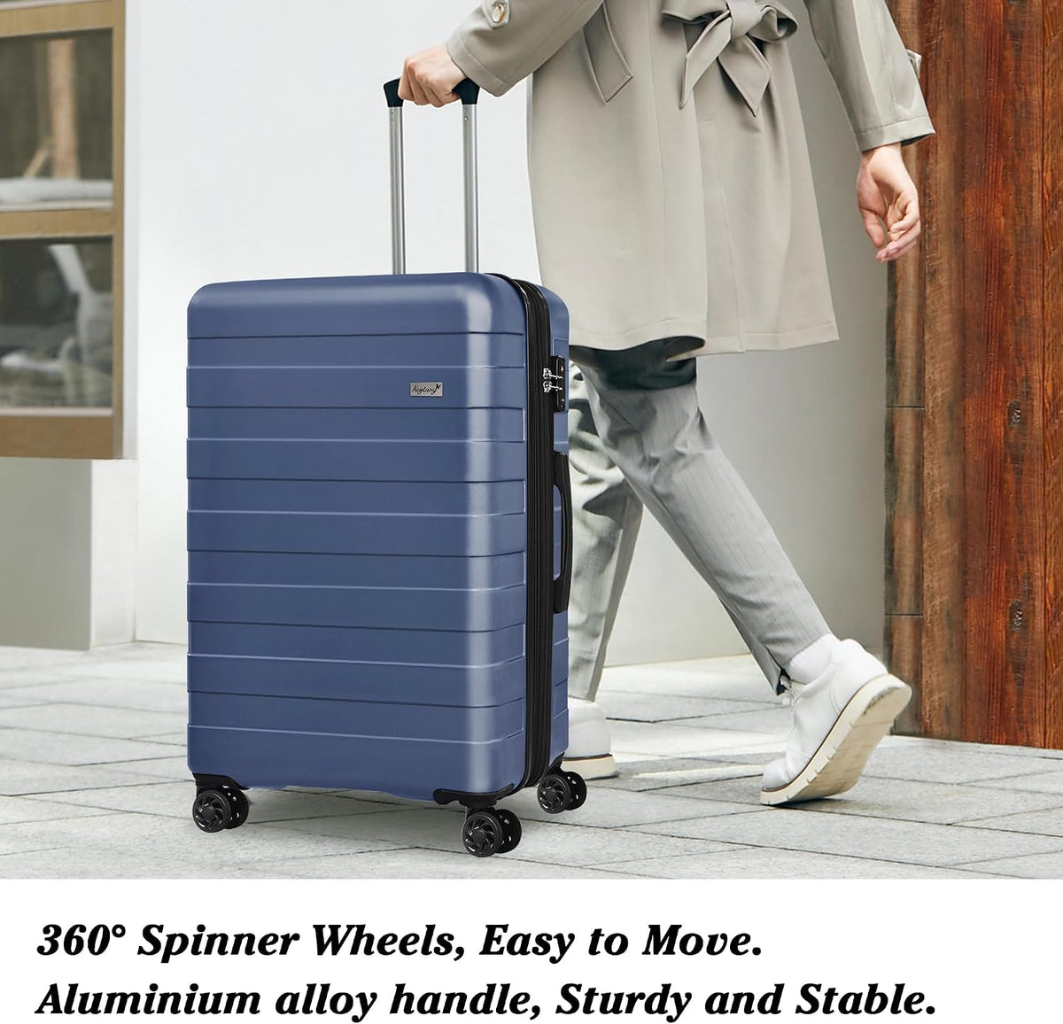 Explorer 20 Inch Carry On - Hardshell Suitcases with Front Pocket, Blue