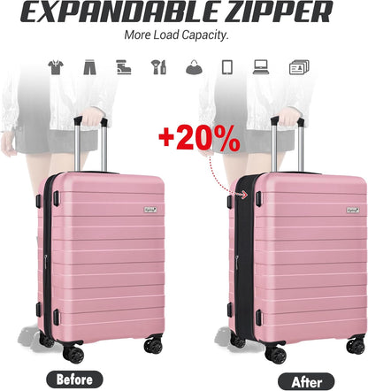 Explorer 20 Inch Carry On - Hardshell Suitcases with Front Pocket, Blue
