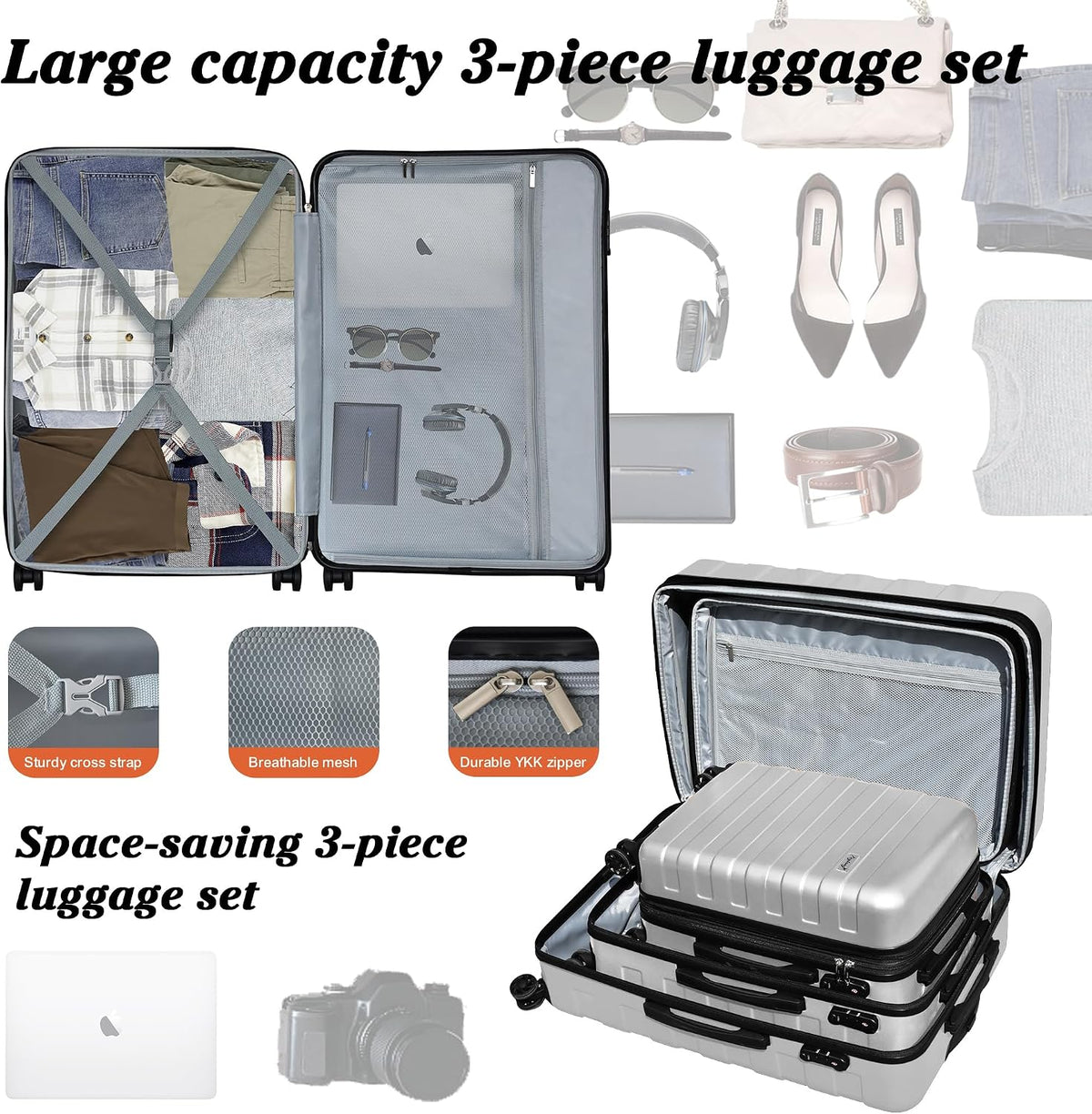 Explorer 20 Inch Carry On - Hardshell Suitcases with Front Pocket, Blue