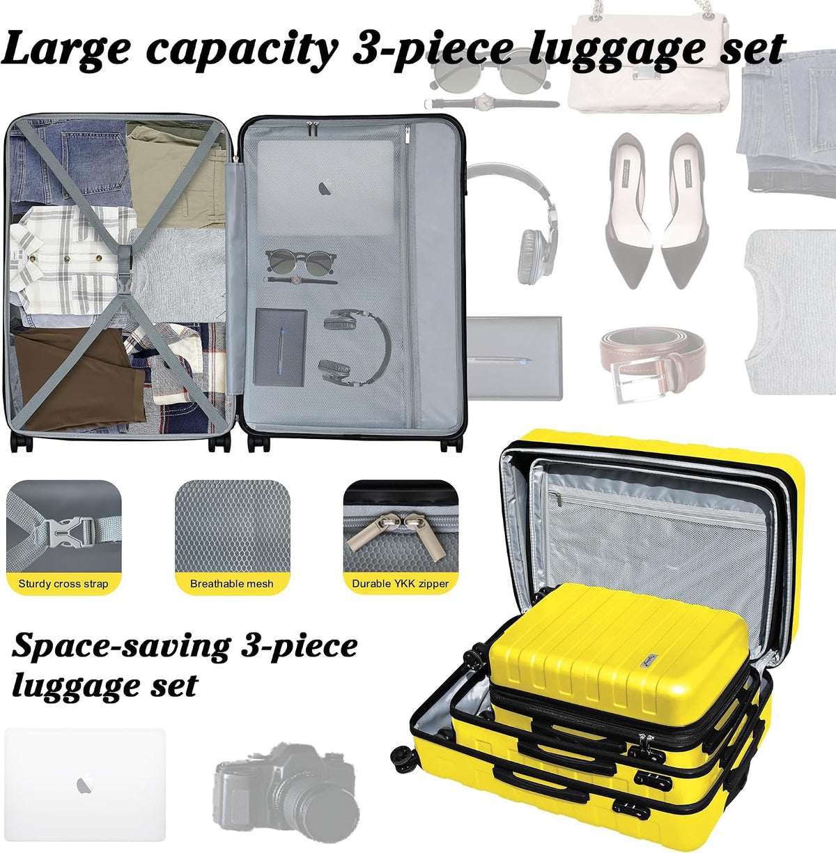 Explorer 20 Inch Carry On - Hardshell Suitcases with Front Pocket, Blue
