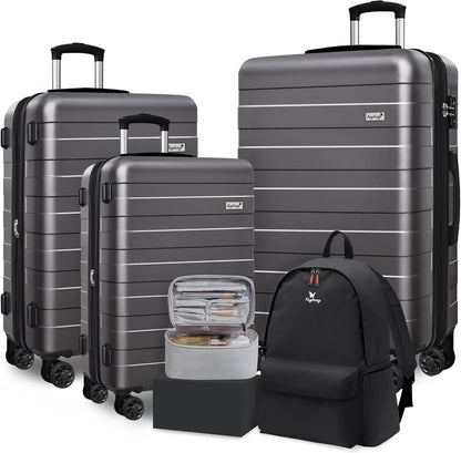 Explorer 20 Inch Carry On - Hardshell Suitcases with Front Pocket, Blue