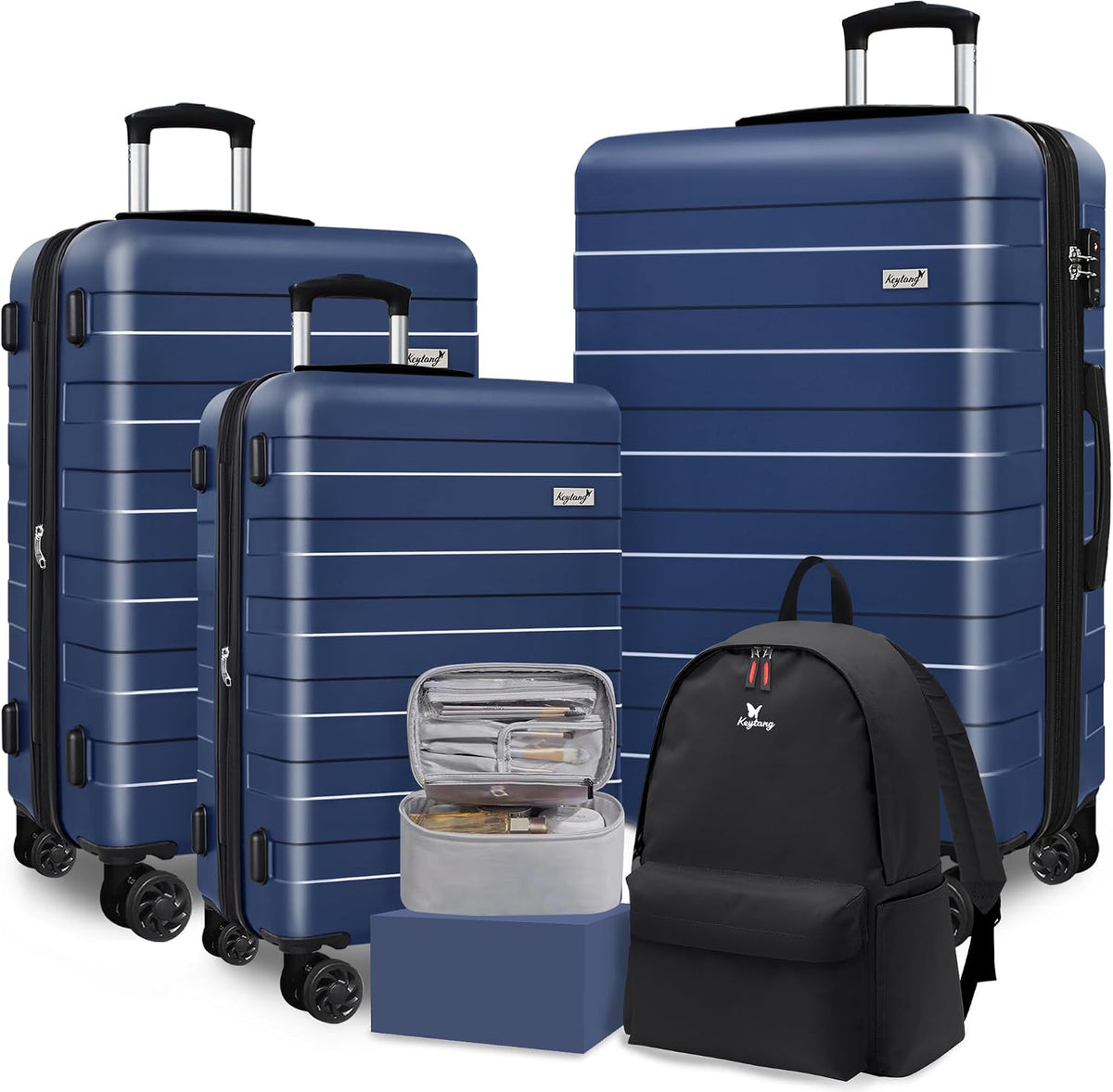 Explorer 20 Inch Carry On - Hardshell Suitcases with Front Pocket, Blue