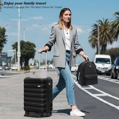 Explorer 20 Inch Carry On - Hardshell Suitcases with Front Pocket, Blue