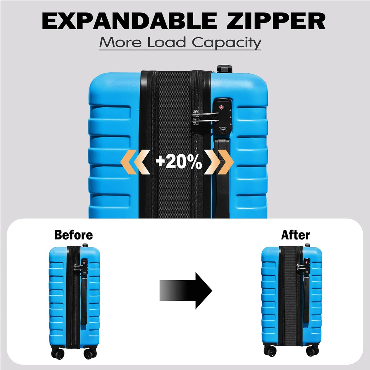 Explorer 20 Inch Carry On - Hardshell Suitcases with Front Pocket, Blue