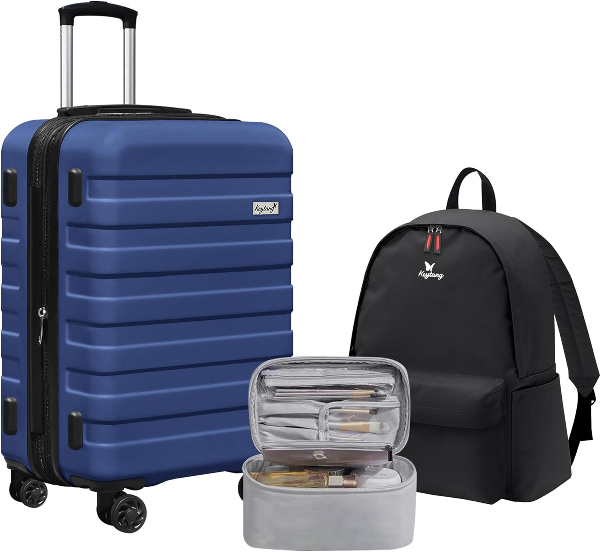 Explorer 20 Inch Carry On - Hardshell Suitcases with Front Pocket, Blue
