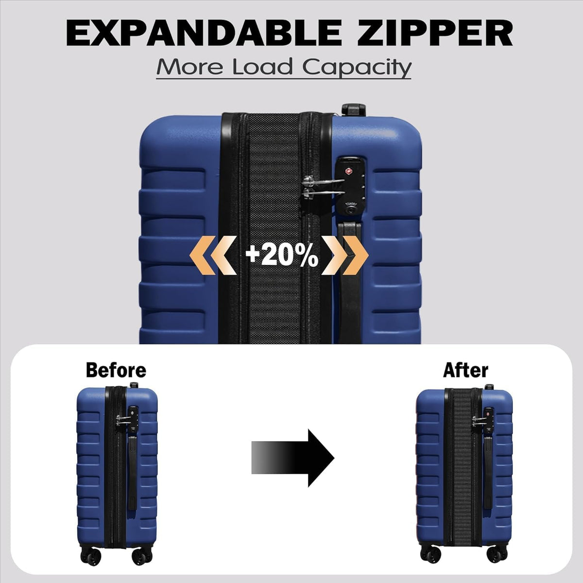 Explorer 20 Inch Carry On - Hardshell Suitcases with Front Pocket, Blue