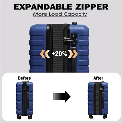 Explorer 20 Inch Carry On - Hardshell Suitcases with Front Pocket, Blue