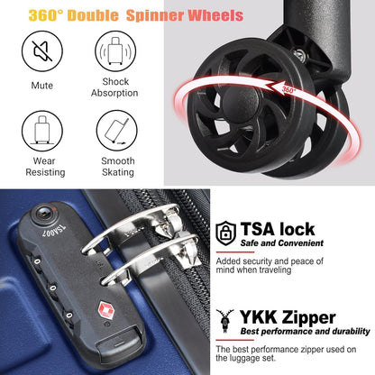 Explorer 20 Inch Carry On - Hardshell Suitcases with Front Pocket, Blue