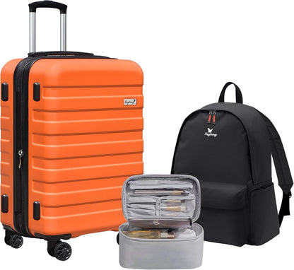 Explorer 20 Inch Carry On - Hardshell Suitcases with Front Pocket, Blue