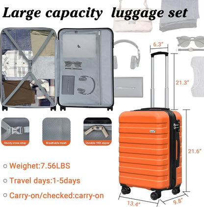Explorer 20 Inch Carry On - Hardshell Suitcases with Front Pocket, Blue