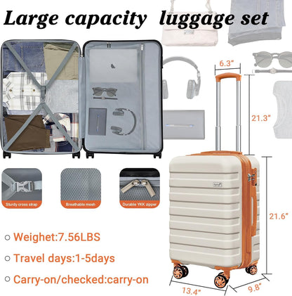 Explorer 20 Inch Carry On - Hardshell Suitcases with Front Pocket, Blue