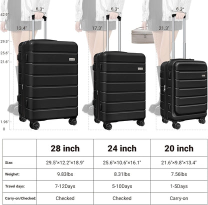 Explorer 20 Inch Carry On - Hardshell Suitcases with Front Pocket, Blue