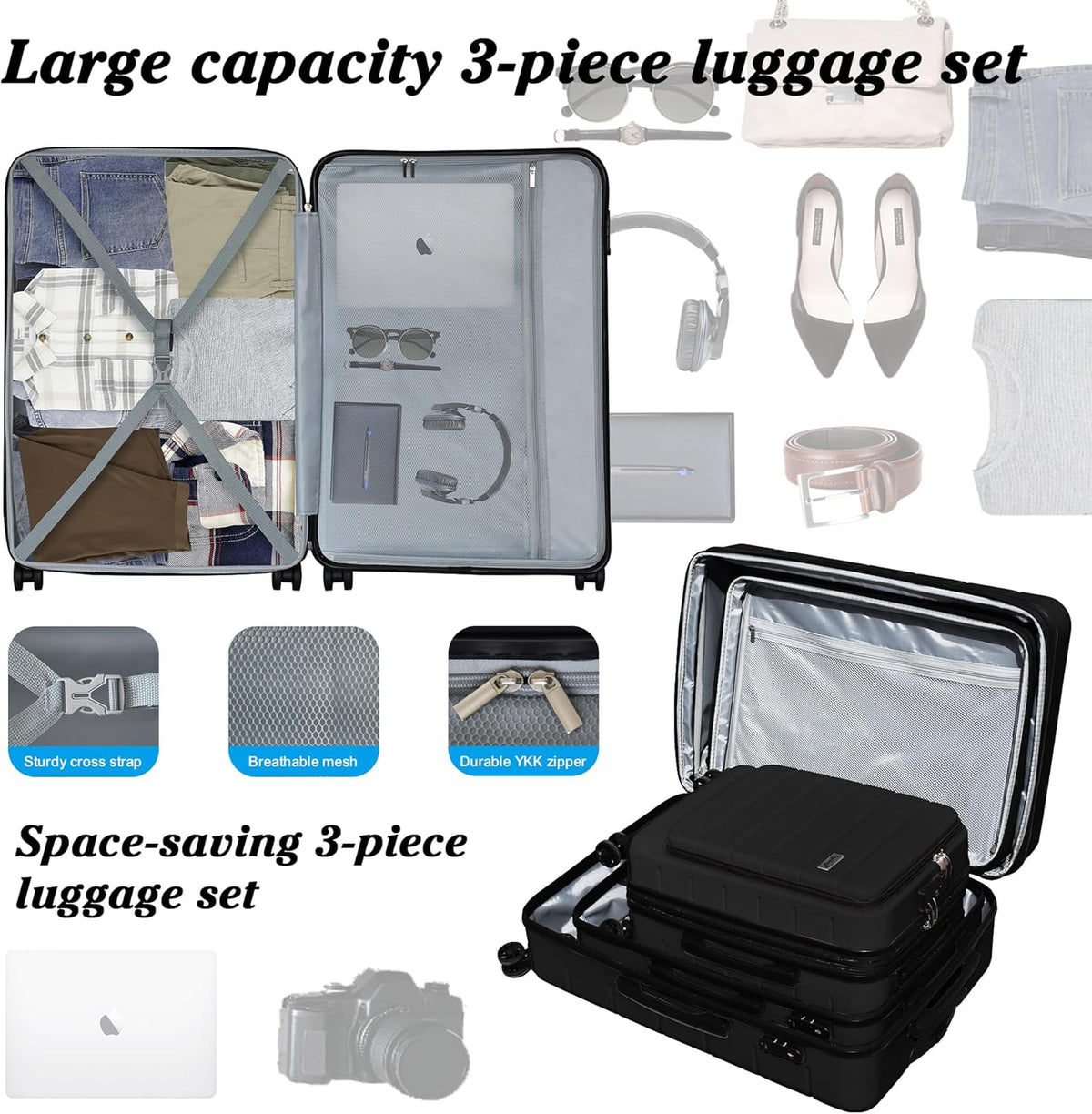 Explorer 20 Inch Carry On - Hardshell Suitcases with Front Pocket, Blue