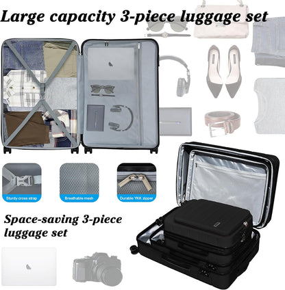 Explorer 20 Inch Carry On - Hardshell Suitcases with Front Pocket, Blue