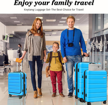 Explorer 20 Inch Carry On - Hardshell Suitcases with Front Pocket, Blue