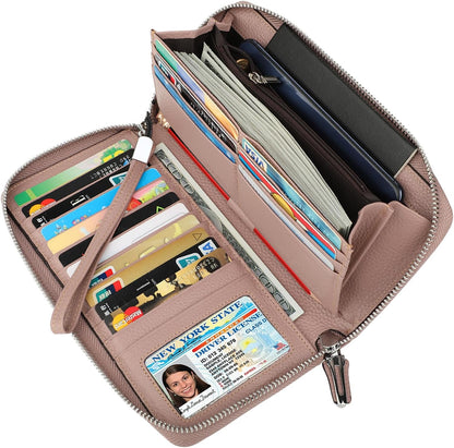Small Compact Women Wallet RFID Blocking Genuine Leather Bifold Purse with ID Windows - Colors B