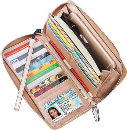 Small Compact Women Wallet RFID Blocking Genuine Leather Bifold Purse with ID Windows - Colors B