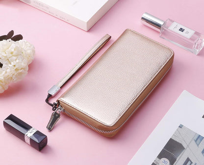 Small Compact Women Wallet RFID Blocking Genuine Leather Bifold Purse with ID Windows - Colors B