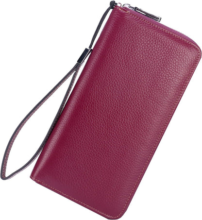 Small Compact Women Wallet RFID Blocking Genuine Leather Bifold Purse with ID Windows - Colors B
