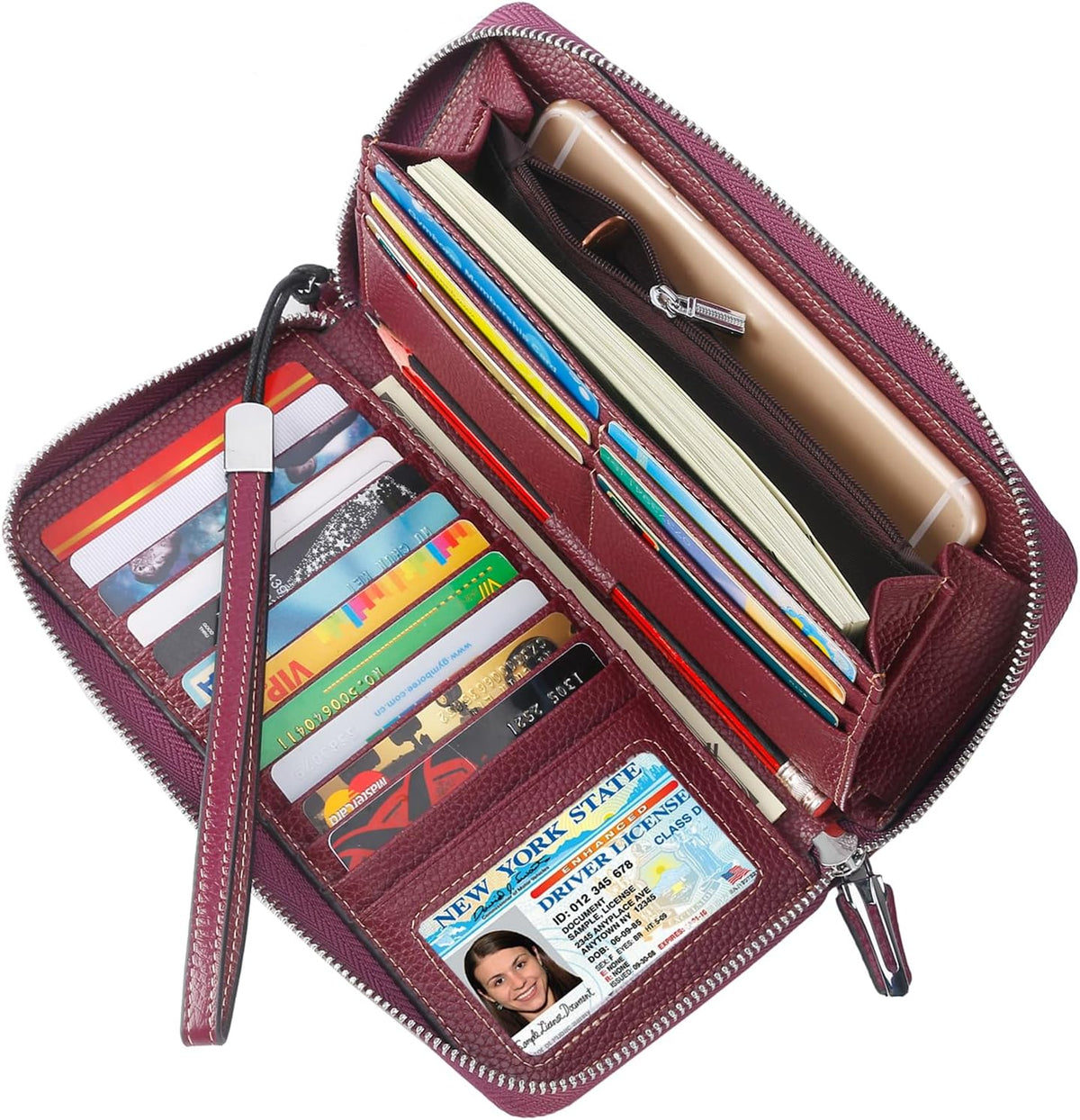 Small Compact Women Wallet RFID Blocking Genuine Leather Bifold Purse with ID Windows - Colors B