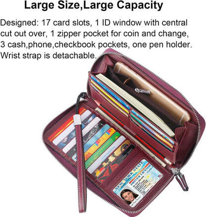 Small Compact Women Wallet RFID Blocking Genuine Leather Bifold Purse with ID Windows - Colors B