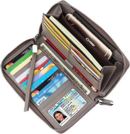 Small Compact Women Wallet RFID Blocking Genuine Leather Bifold Purse with ID Windows - Colors B