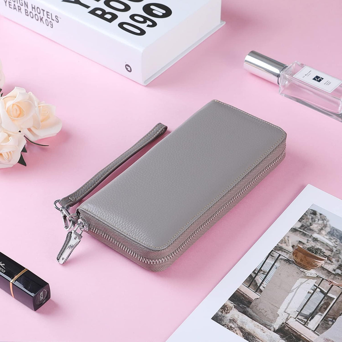 Small Compact Women Wallet RFID Blocking Genuine Leather Bifold Purse with ID Windows - Colors B