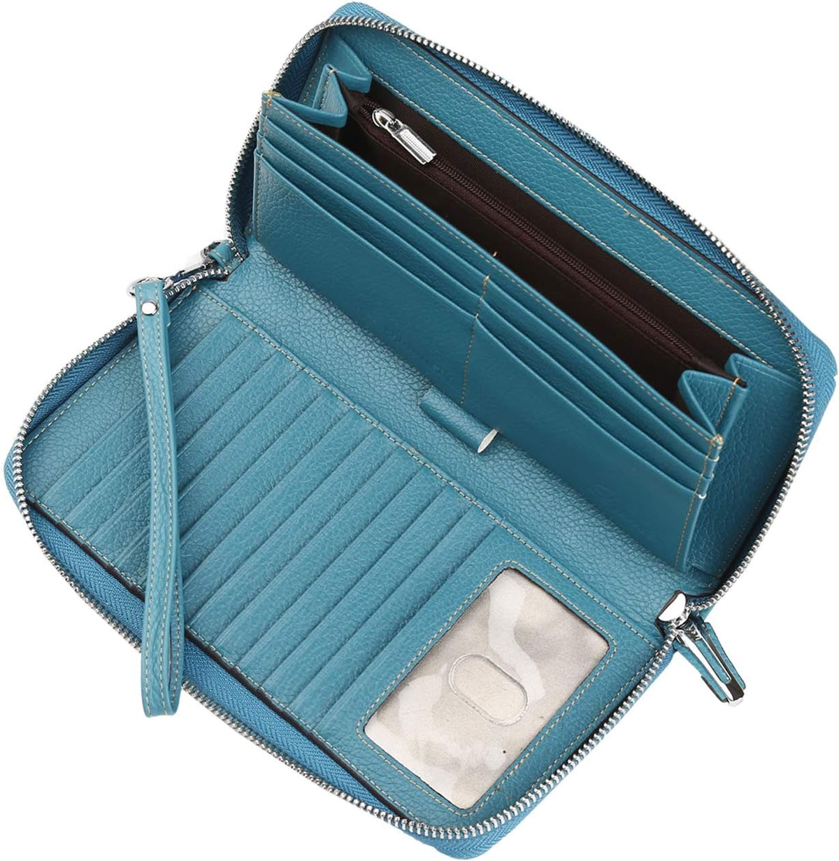 Small Compact Women Wallet RFID Blocking Genuine Leather Bifold Purse with ID Windows - Colors B
