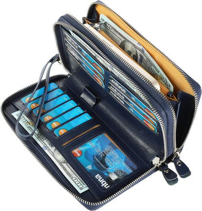 Small Compact Women Wallet RFID Blocking Genuine Leather Bifold Purse with ID Windows - Colors B