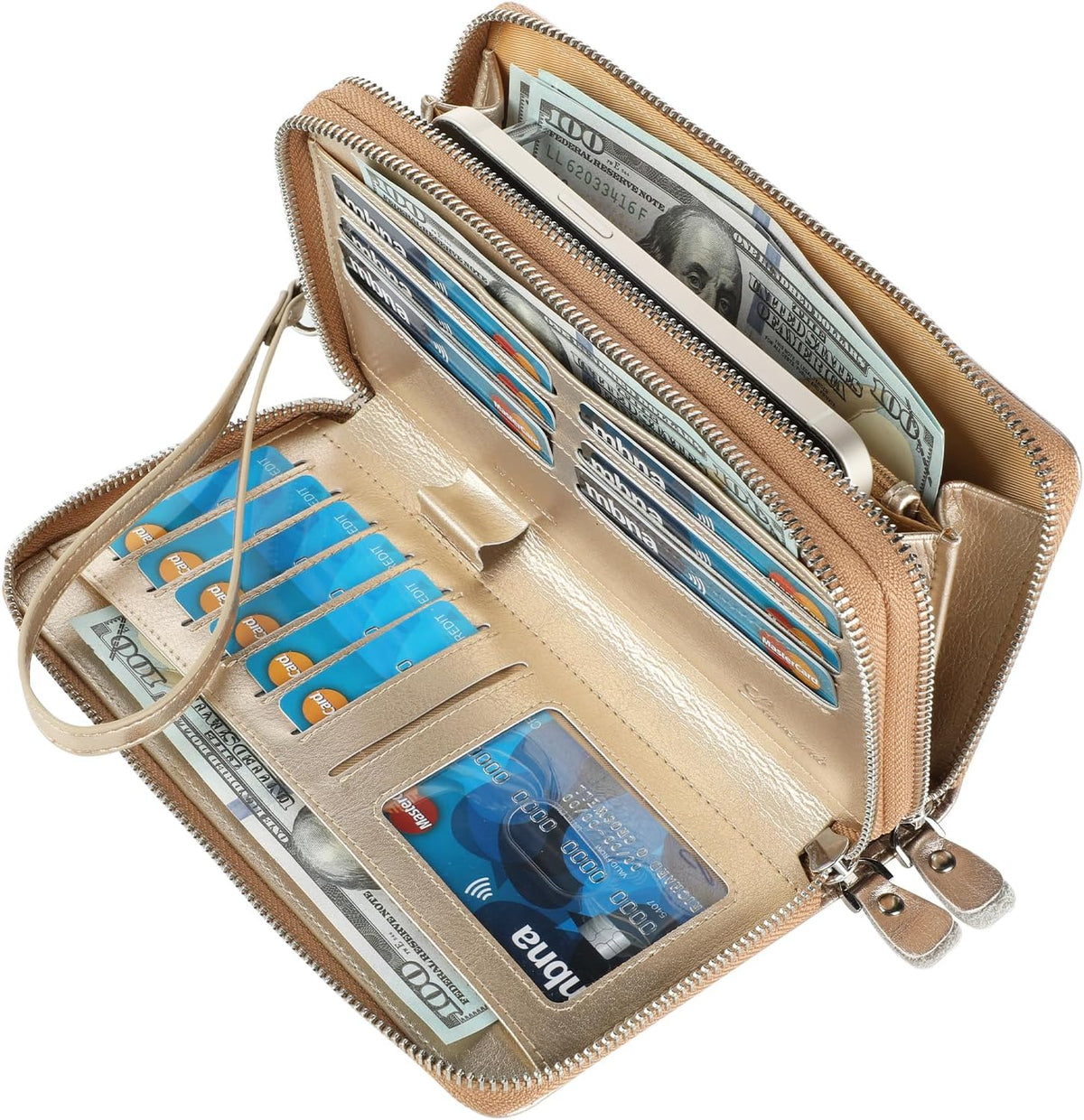 Small Compact Women Wallet RFID Blocking Genuine Leather Bifold Purse with ID Windows - Colors B
