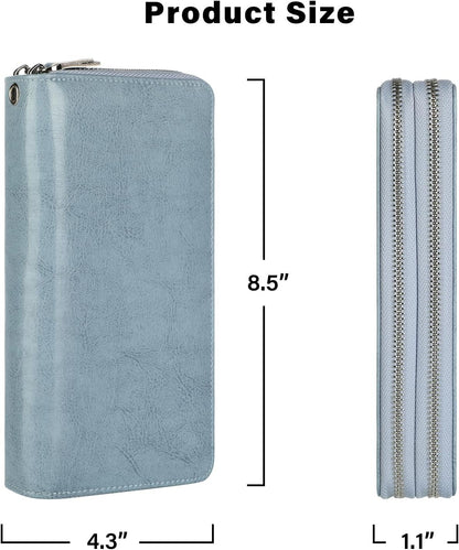 Small Compact Women Wallet RFID Blocking Genuine Leather Bifold Purse with ID Windows - Colors B