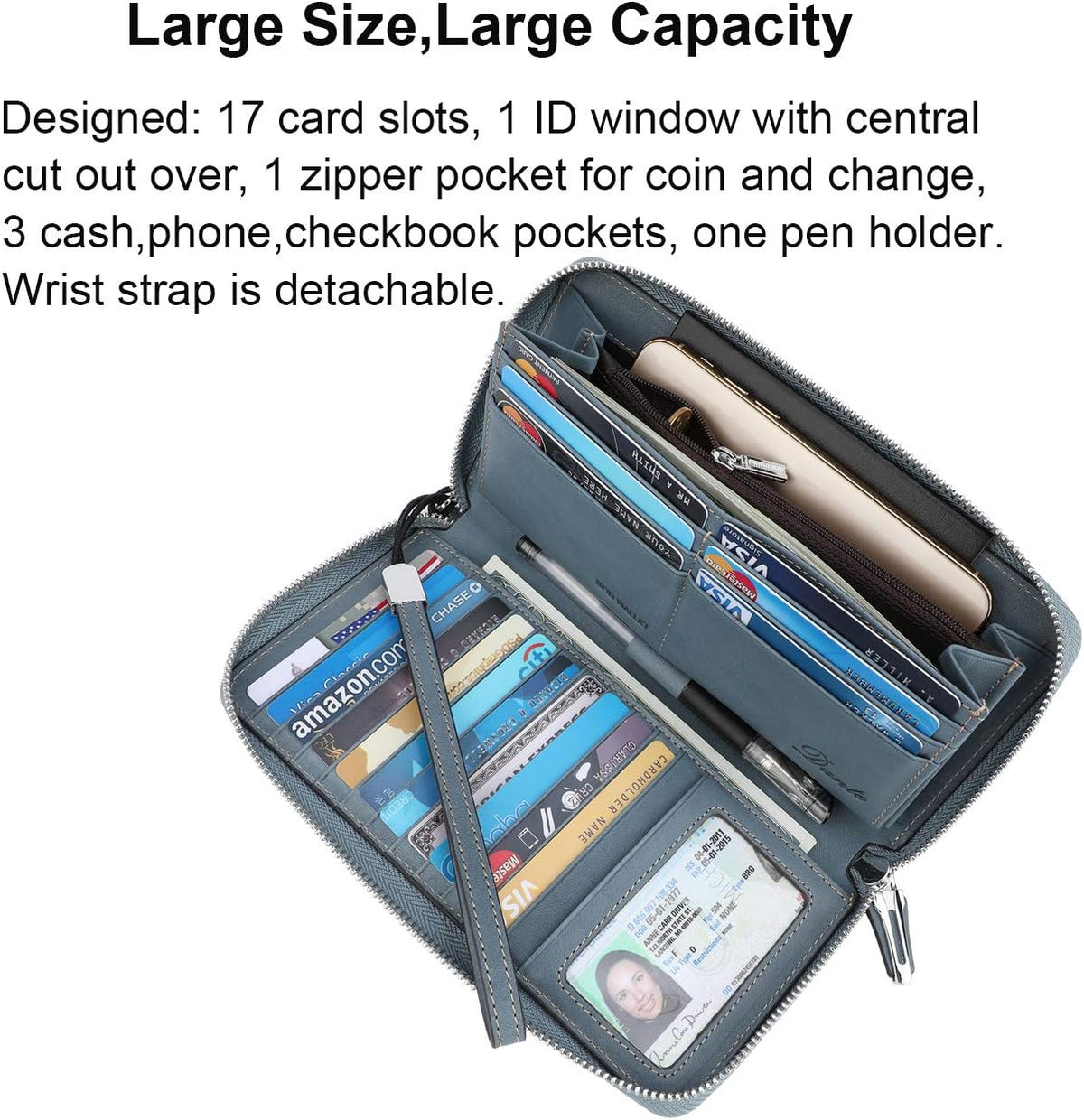 Small Compact Women Wallet RFID Blocking Genuine Leather Bifold Purse with ID Windows - Colors B