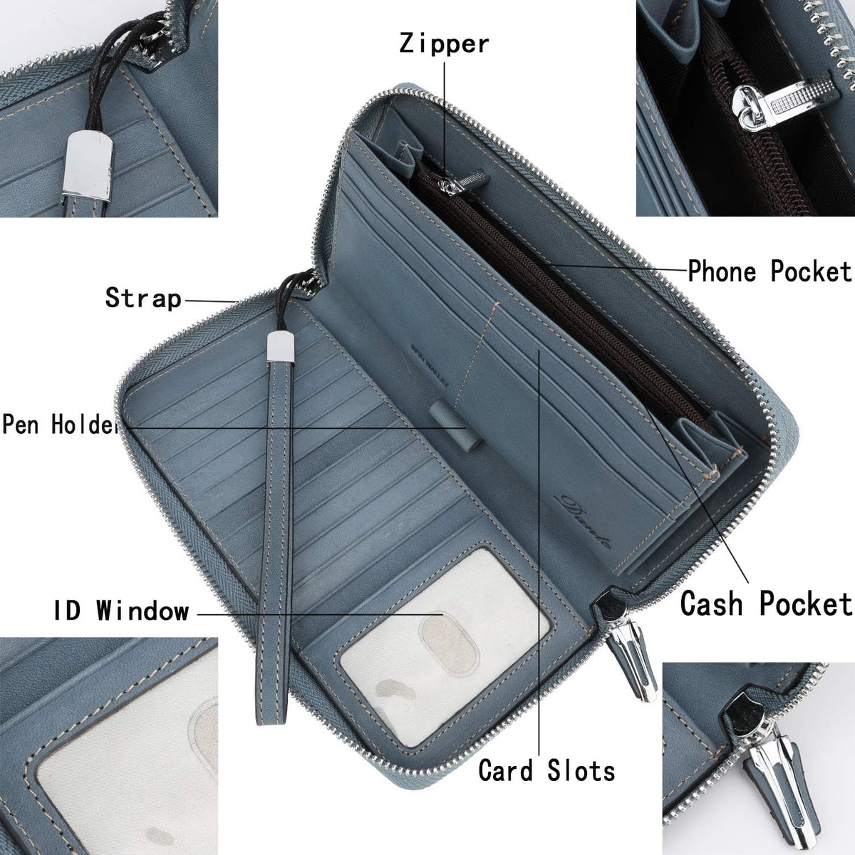 Small Compact Women Wallet RFID Blocking Genuine Leather Bifold Purse with ID Windows - Colors B