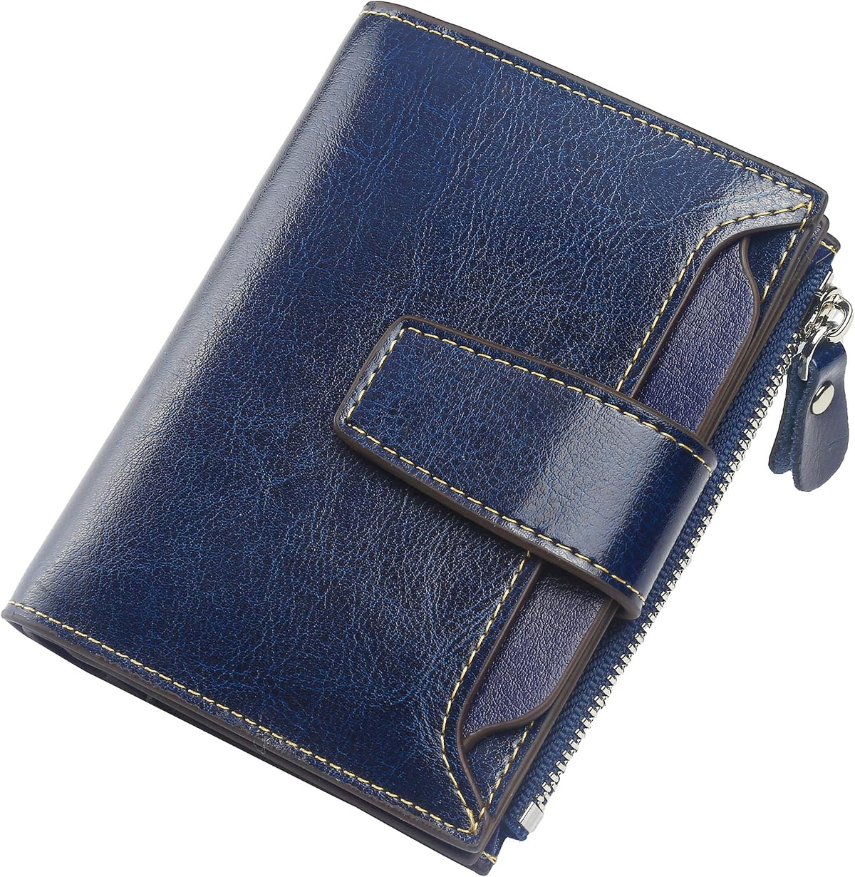 Small Compact Women Wallet RFID Blocking Genuine Leather Bifold Purse with ID Windows - Colors B