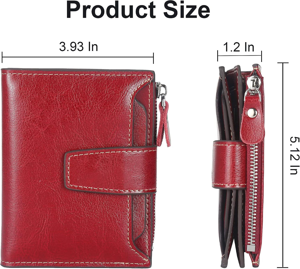 Small Compact Women Wallet RFID Blocking Genuine Leather Bifold Purse with ID Windows - Colors B